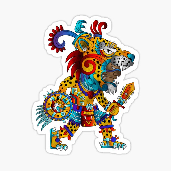 Aztec Jaguar Warrior Skull, Sticker, Decal Vinyl, Mexico