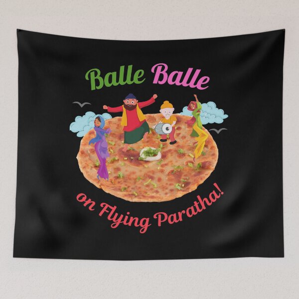 Item preview, Balle Balle on flying PARATHA! 3 (in black) | Sky Bhangra | Funny Desi designed and sold by CosmicStory.
