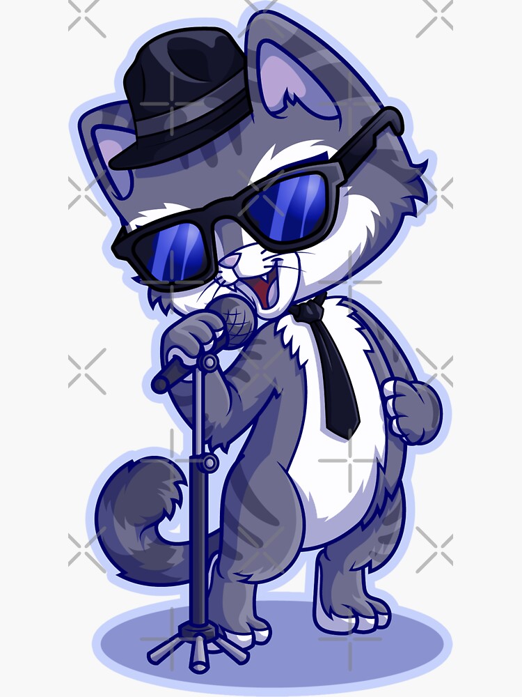 "Soul Cat Singing like Blues Brothers" Sticker by CrazyCoolCats