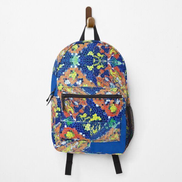 Item preview, Abstract Graphic Block | Colorful Pattern | "Blue Yellow Orange Stylized Tile Patchwork" designed and sold by The Bubble 1307.