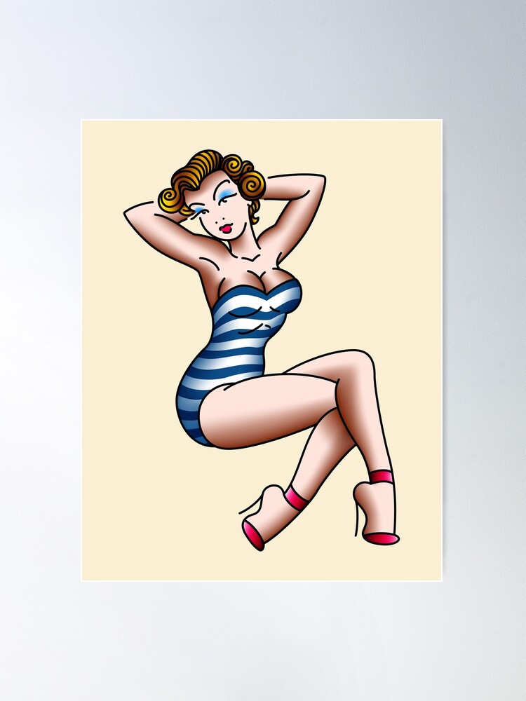 Salty-Dog American Traditional Pin-up Beach Girl | Poster