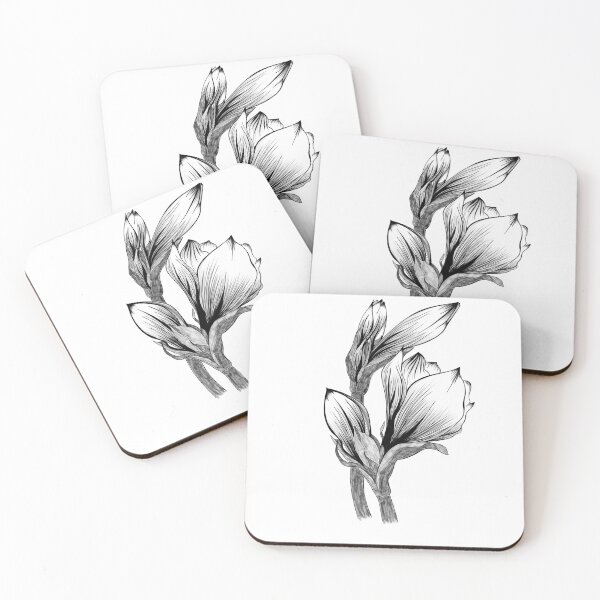Item preview, Amaryllis hippeastrum lilly flower isolated black and white outline sketch drawing. Spring floral bouquet foliage element. design illustration. Line style. designed and sold by Sunshine2504.