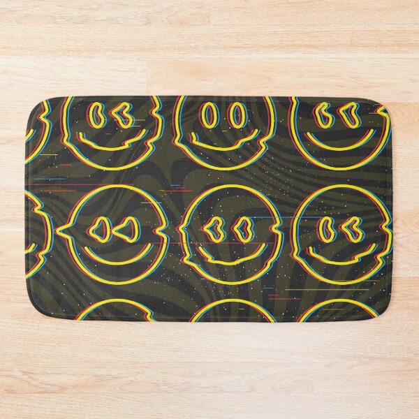 Item preview, black glitch yellow melting emoji illusion pattern designed and sold by Beeroclock.