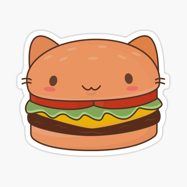 Kawaii Cat Burger Sticker By Happinessinatee Redbubble