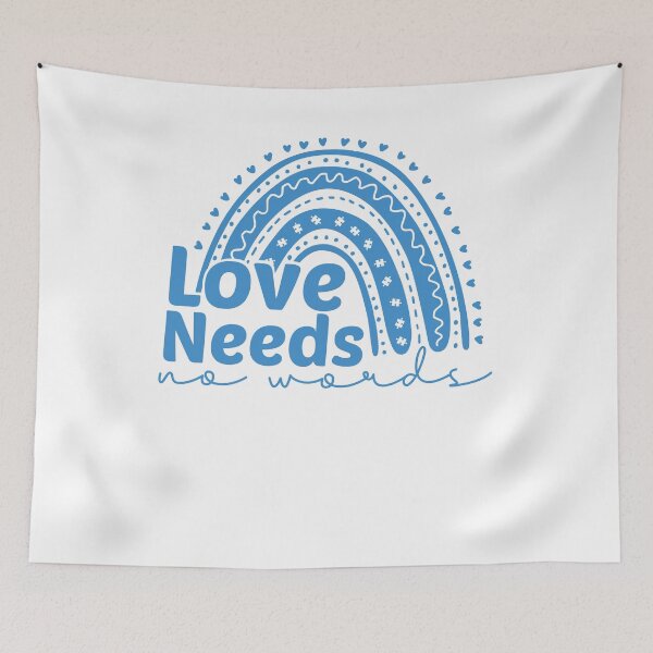Item preview, Love Needs No Words, Autism Awareness Heart and puzzle rainbow drawing designed and sold by KElife.