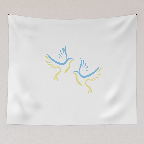 Item preview, Two doves of peace icon. Flying bird. Peace concept. yellow doves symbolism - Ukrainian flag designed and sold by Sunshine2504.