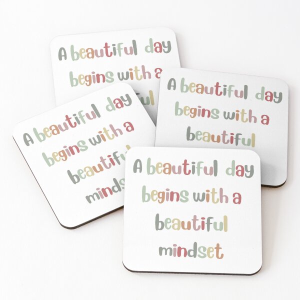 Item preview, A beautiful day begins with a beautiful mindset, Inspirational life quote (colour palette, color palete) designed and sold by Sanaura.