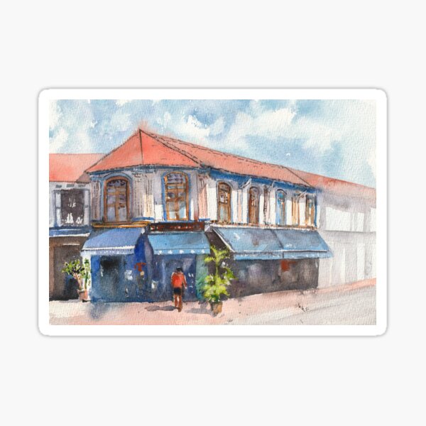 Blue Shades Watercolour Painting Sticker