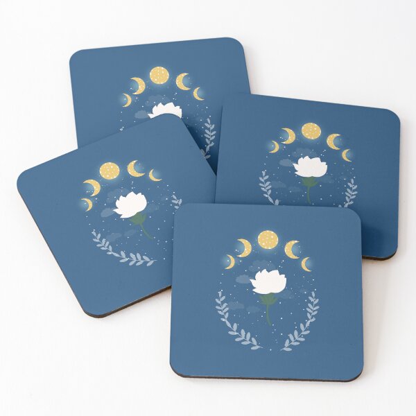 Item preview, White flower in a starry sky with moon eclipse designed and sold by SoulLiving.