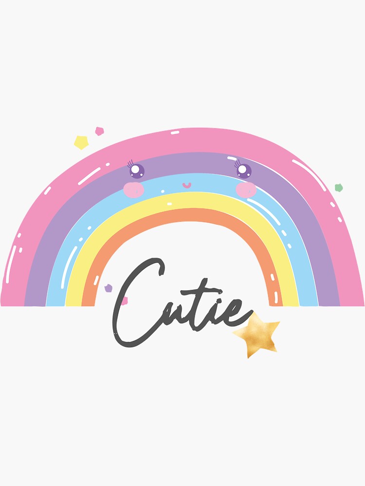 Thumbnail 3 of 3, Sticker, Rainbow Cutie designed and sold by JiggsFashion.