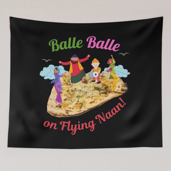 Item preview, Balle Balle on flying NAAN! (in black) | Sky Bhangra | Funny Desi designed and sold by CosmicStory.