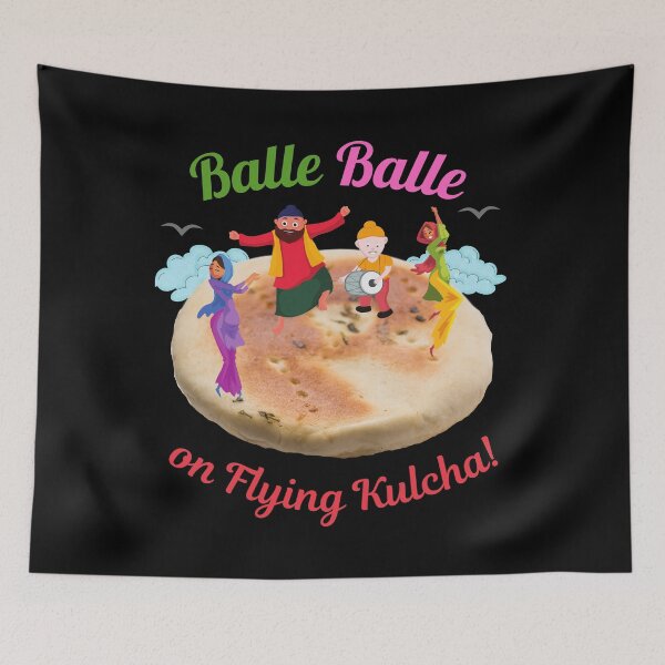 Item preview, Balle Balle on flying KULCHA! (in black) | Sky Bhangra | Funny Desi designed and sold by CosmicStory.