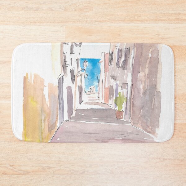 Item preview, Altea Spain Narrow Alley with Sea on Costa Blanca designed and sold by artshop77.