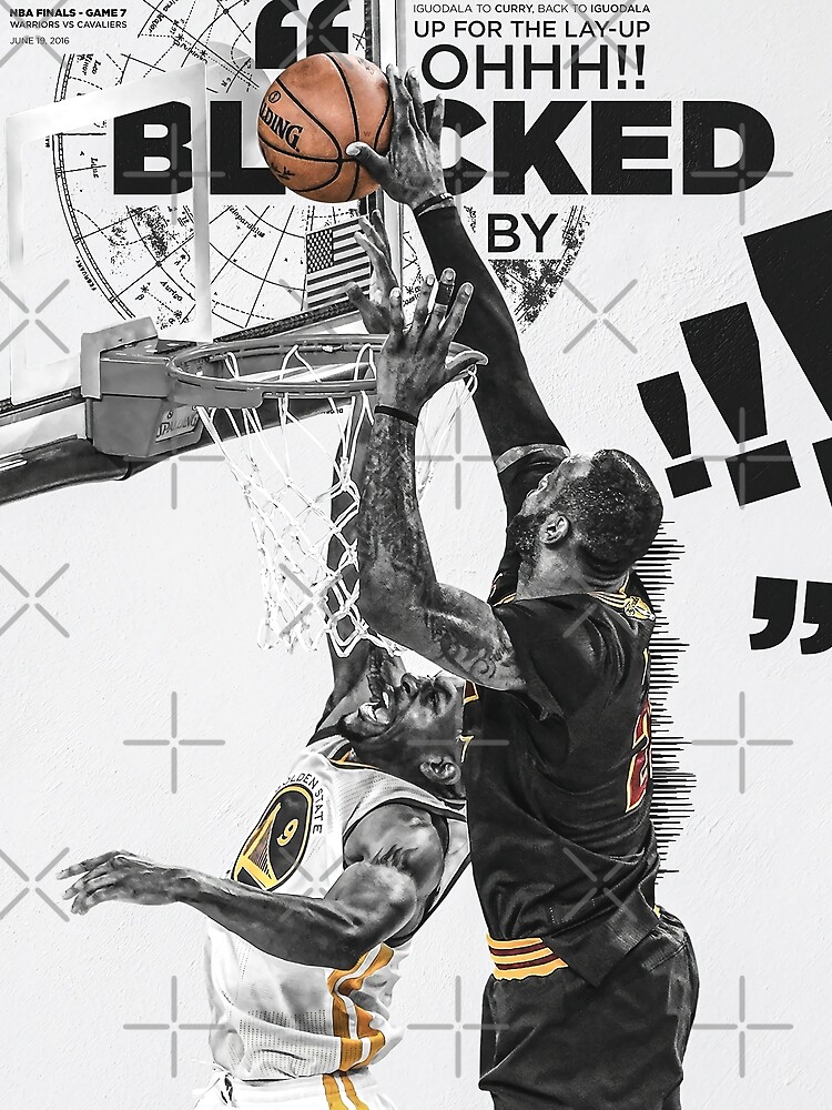 Discover LeBron James Chasedown Block Andre Iguodala Premium Matte Vertical Poster