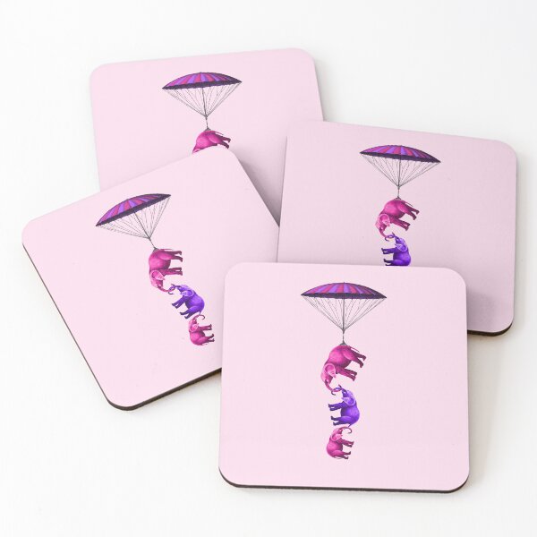Item preview, Cute flying elephant family (pink) designed and sold by Madame Memento.