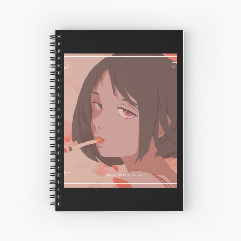 Aesthetic Anime Girl Japanese Lofi Anime Sad Waifu Otaku Classic Spiral Notebook By 