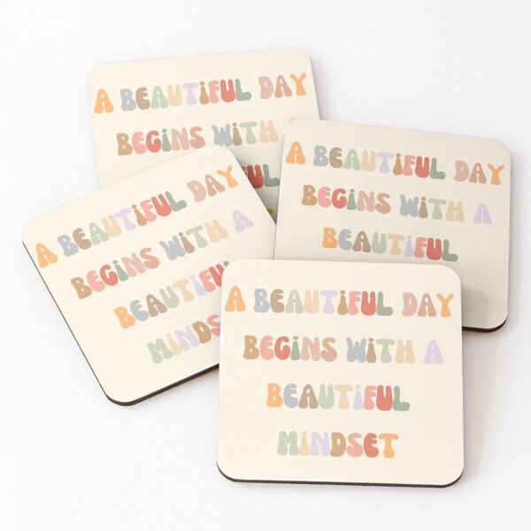 Item preview, A beautiful day begins with a beautiful mindset, Inspirational life quote (colour palette, color palete) designed and sold by Sanaura.