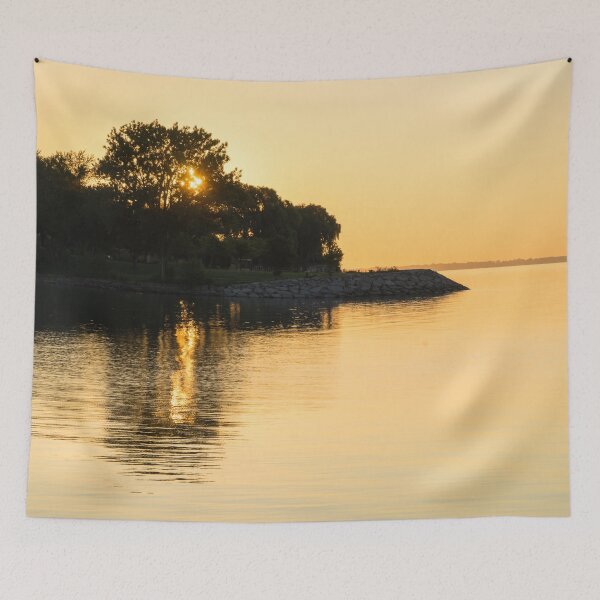 Item preview, Golden Summer Vibe - Behind Trees Sunrise Lake Ontario Toronto designed and sold by Georgia Mizuleva.