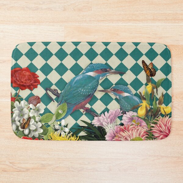 Item preview, Kingfisher with flowers designed and sold by koalas1414.