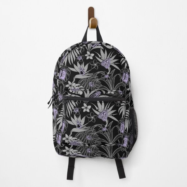 Item preview, Purple and black witchy tiki tropical goth floral pattern designed and sold by RedFinchDesigns.