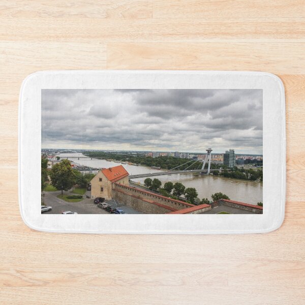 Item preview, A view across the River Danube, Most SNP Bridge, and Ovsiste from Bratislava Castle, Bratislava, Slovakia designed and sold by SnapTPhotograph.