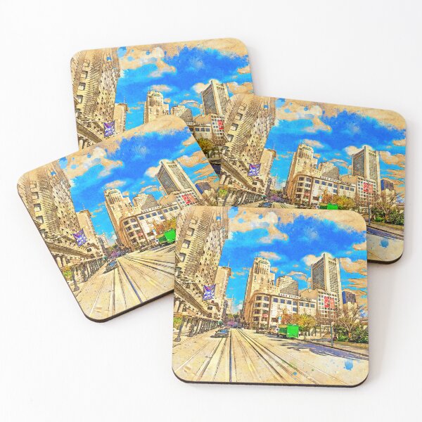 Item preview, Union Square near Powell Street in San Francisco - digital painting designed and sold by NickoPrints.