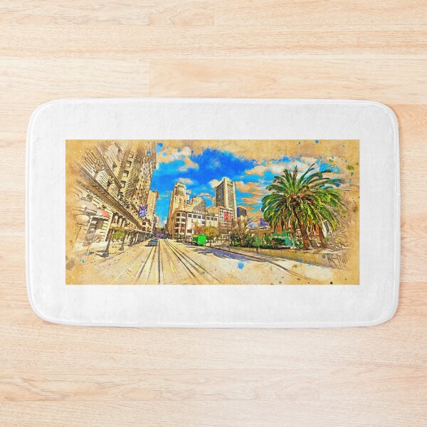 Item preview, Union Square near Powell Street in San Francisco - digital painting designed and sold by NickoPrints.