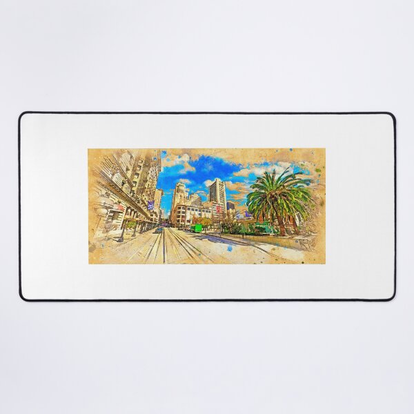 Item preview, Union Square near Powell Street in San Francisco - digital painting designed and sold by NickoPrints.
