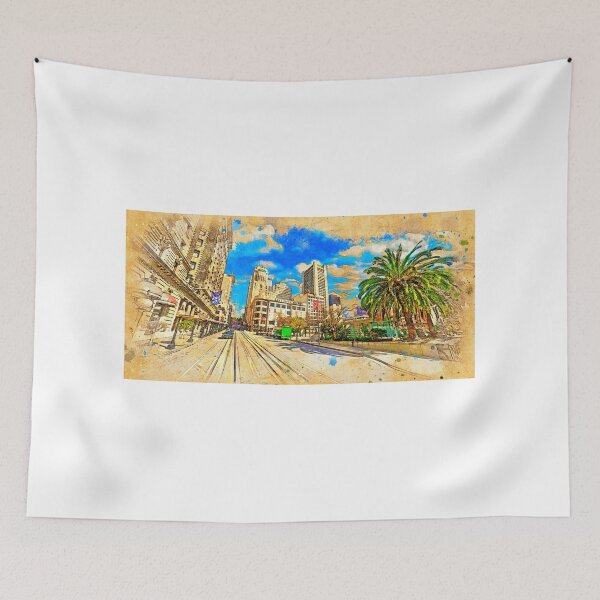 Item preview, Union Square near Powell Street in San Francisco - digital painting designed and sold by NickoPrints.