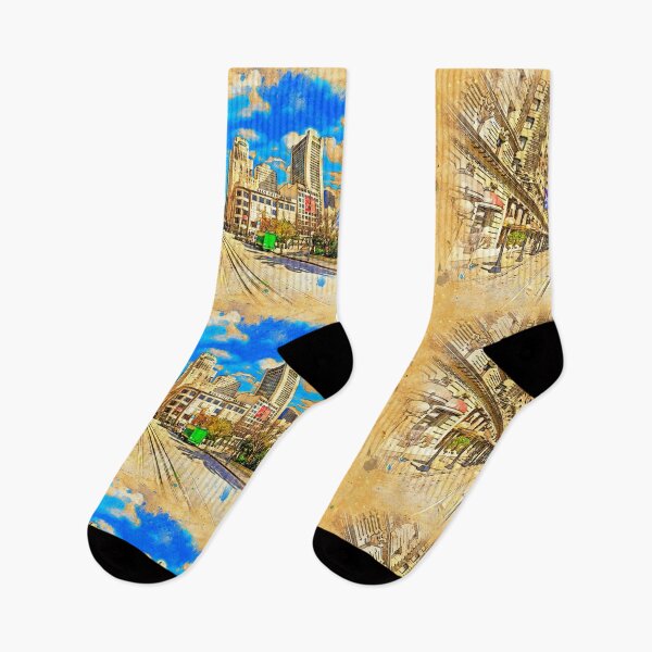 Item preview, Union Square near Powell Street in San Francisco - digital painting designed and sold by NickoPrints.