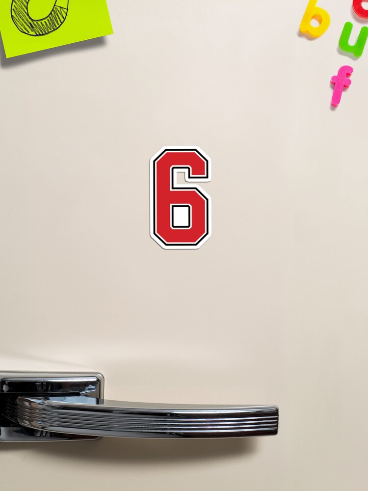 Sports Number 6, red black color lucky sport six Sticker for Sale by  ArtIsParty