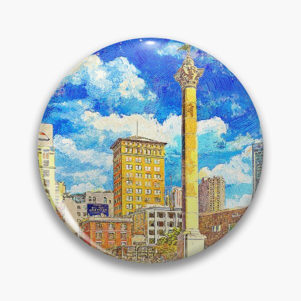 Item preview, Union Square with the Dewey Monument in San Francisco - colored drawing designed and sold by NickoPrints.