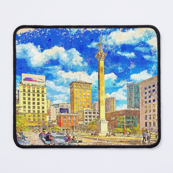 Item preview, Union Square with the Dewey Monument in San Francisco - colored drawing designed and sold by NickoPrints.