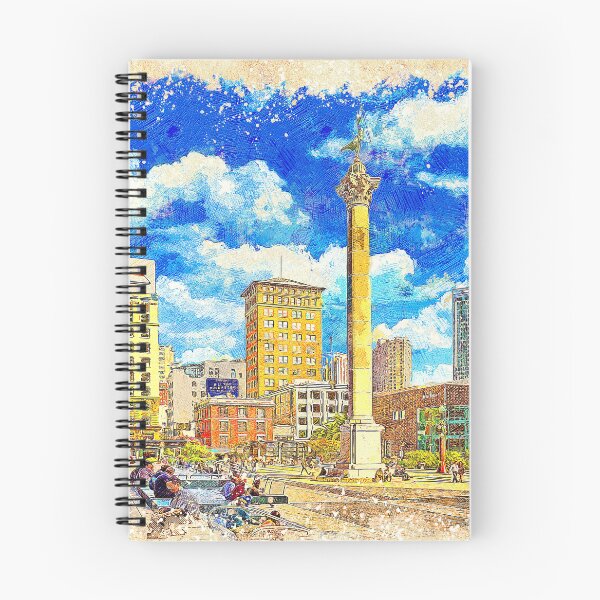Item preview, Union Square with the Dewey Monument in San Francisco - colored drawing designed and sold by NickoPrints.