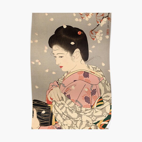 Geishas Beautiful Women Cherry Blossoms Hanafubuki Tatsumi Shimura Poster By Kyoto Redbubble