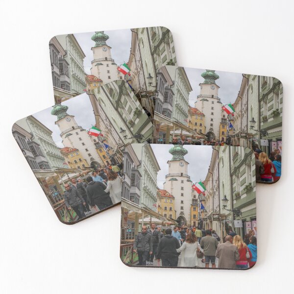 Item preview, Tourists on Michalska Street with Michael's Gate and Tower in the background designed and sold by SnapTPhotograph.