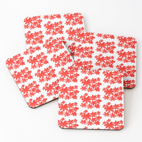 Item preview, red floral watercolor pattern designed and sold by lausn.