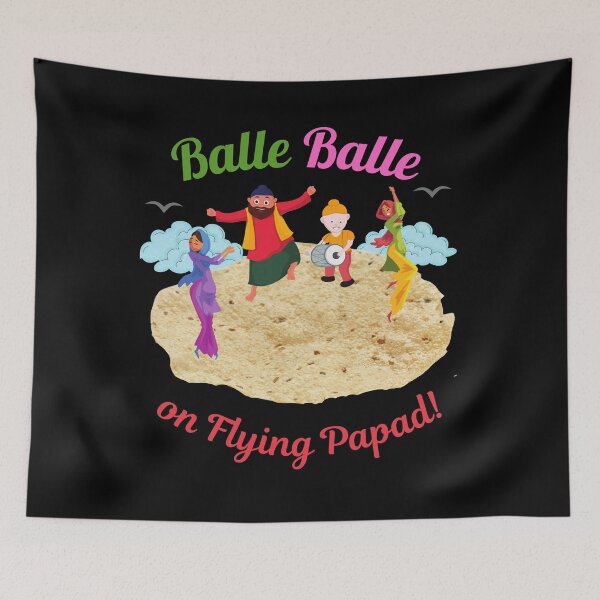 Item preview, Balle Balle on flying PAPAD! (in black) | Sky Bhangra | Funny Desi designed and sold by CosmicStory.