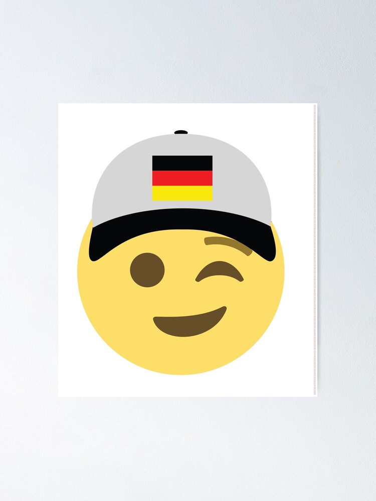 Deutschland Emoji Wink Baseball Mutze Poster Von Worldofprints Redbubble