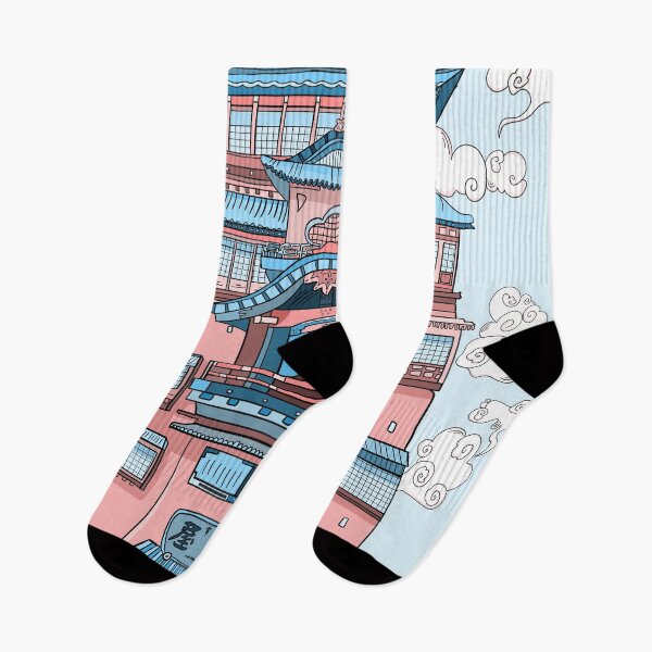 Item preview, Anime Pink and Blue Building Design designed and sold by sydneymcc.