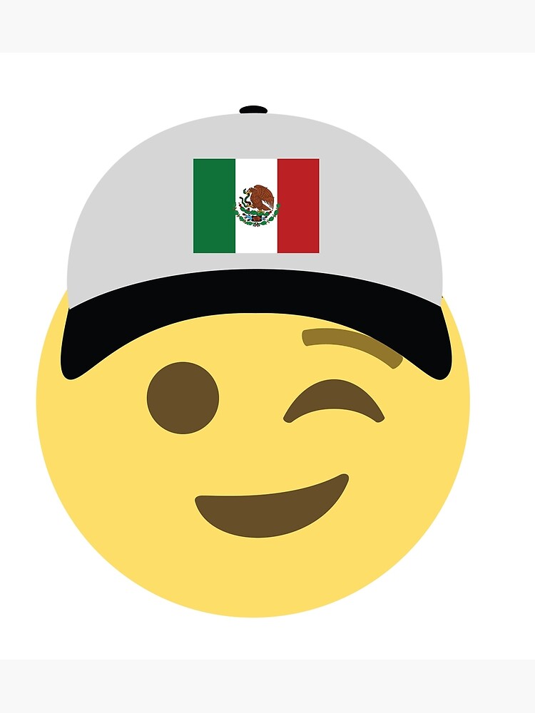 Póster «Sombrero de béisbol México Emoji Wink» de worldofprints Redbubble