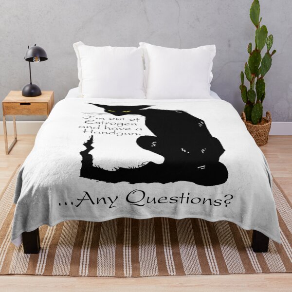 Item preview, I'm Out of Estrogen and Have a Gun Any Questions Joke Funny Black Cat designed and sold by TrashLIT.