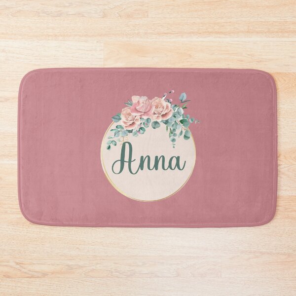 Item preview, "Anna" Name in Script Font with Rose Gold Flower Ring designed and sold by LotusPrints9.
