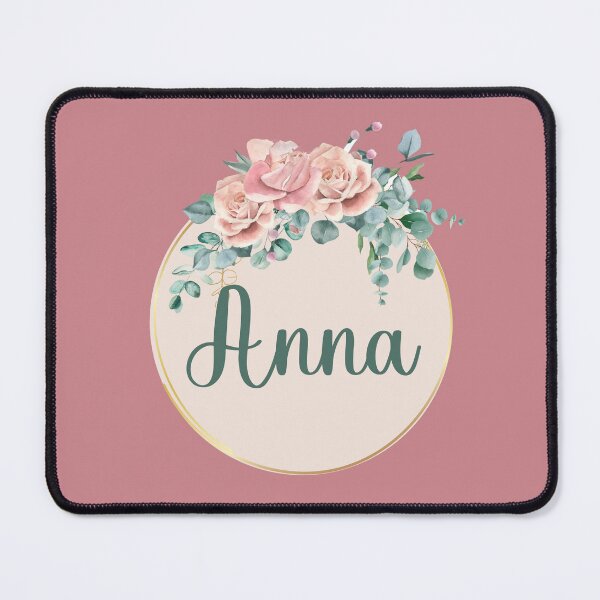 Item preview, "Anna" Name in Script Font with Rose Gold Flower Ring designed and sold by LotusPrints9.