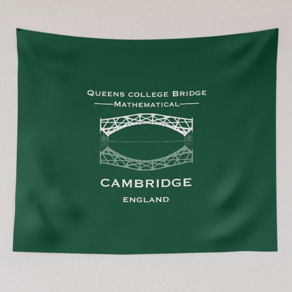 Item preview, Cambridge Queens College Mathematical bridge in White Ink with British Racing Green background  designed and sold by Elizabeth-Banks.