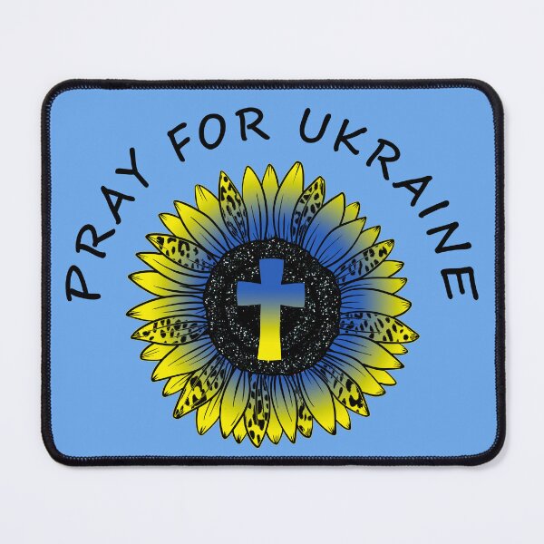 Item preview, Pray for Ukraine Blue and Yellow Sunflower and Cross designed and sold by LindaCooke.