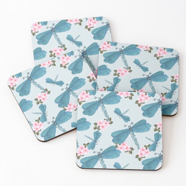 Item preview, Watercolor Dragonflies and Cherry Blossoms designed and sold by HildegunStudio.