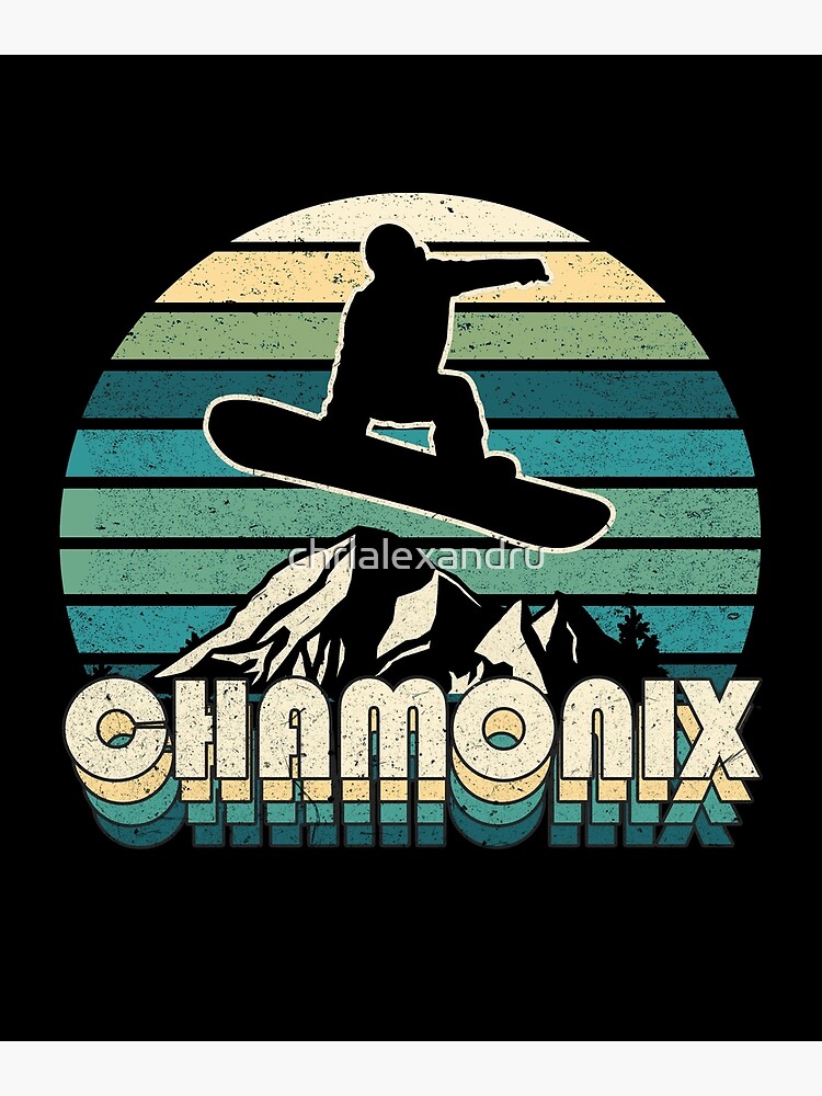 Discover Chamonix snowboard fun Premium Matte Vertical Poster