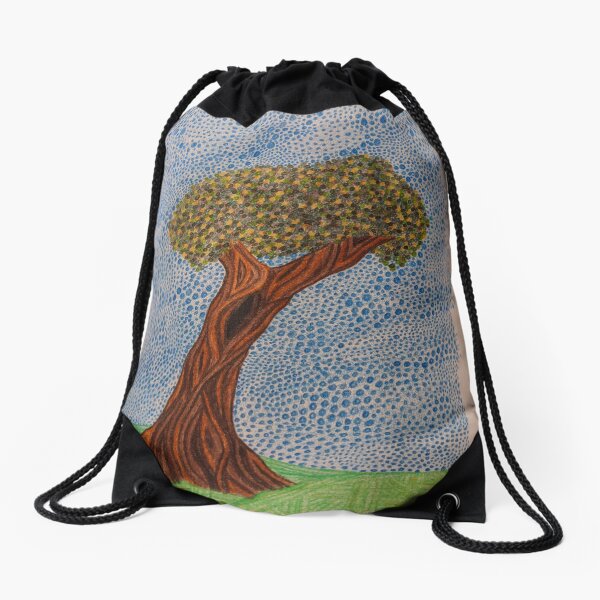 Lone tree in the wind Drawstring Bag