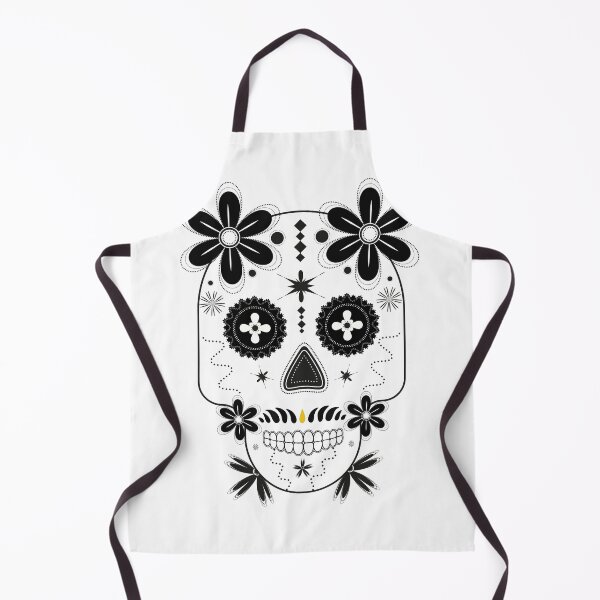 Item preview,  Black and white skull with a black flower and golden mustache designed and sold by Mahmoud Mamdouh.